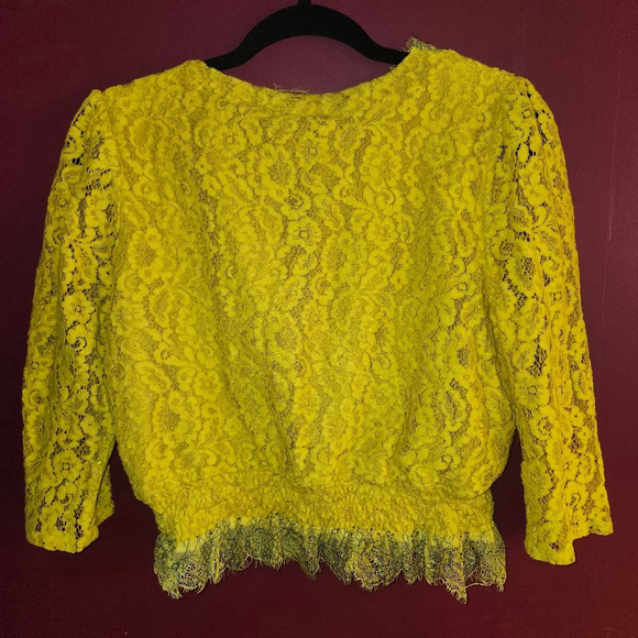 Hazel Yellow Gold & Black Lace Crop Top Size Large - Picture 3 of 4